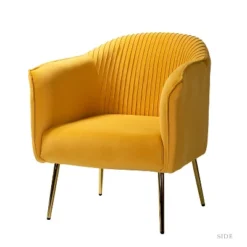 Velvet Barrel Chair With Goden Base Contemporary And Classic Velvet Accent Chair For Living Room | Karat Home -Baxton Studio Shop GUEST ab76f3db 0e10 4f81 bf01 977c05c752ff