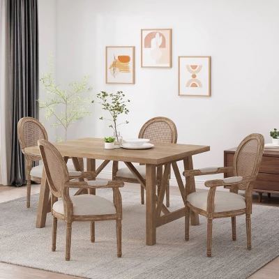 Set Of 4 Judith French Country Wood And Cane Upholstered Dining Chairs - Christopher Knight Home 1 Set Of 4 Judith French Country Wood And Cane Upholstered Dining Chairs - Christopher Knight Home
