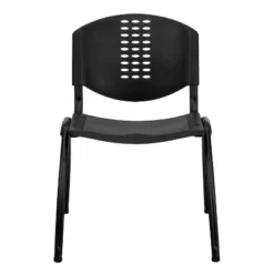 Flash Furniture HERCULES Series 880 Lb. Capacity Black Plastic Stack Chair With Oval Cutout Back And Black Frame -Baxton Studio Shop GUEST abdff176 7afb 44f1 b550 01fab094f64a