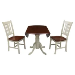 42" Dual Drop Leaf Dining Table With 2 San Remo Splat Back Chairs - International Concepts