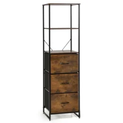 Costway Vertical 3 Drawer Dresser W/ 3 Shelves Tall Storage Tower Chest Freestanding -Baxton Studio Shop GUEST ad0e4822 e3f7 4057 98d4 ccec20214633