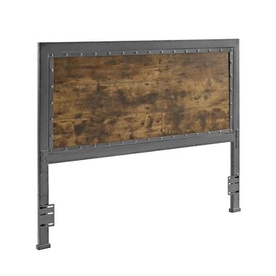 Queen Urban Industrial Wood And Metal Panel Headboard Brown - Saracina Home 3 Queen Urban Industrial Wood And Metal Panel Headboard Brown - Saracina Home - Image 3