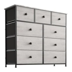 REAHOME 9 Drawer Steel Frame Bedroom Storage Organizer Chest Dresser With Waterproof Top, Adjustable Feet, And Wall Safety Attachment -Baxton Studio Shop GUEST ae5de046 6e68 4883 a7c3 70dad56bd099
