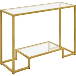 Yaheetech 2-Layer Tempered Glass Console Table Accent Glass Shelf For Hallway -Baxton Studio Shop GUEST ae622270 c969 48f5 8d30 4f8901c29237