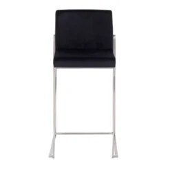 Set Of 2 Fuji High Back Stainless Steel/Velvet Counter Height Barstools - LumiSource -Baxton Studio Shop GUEST aeafa2f4 cd7a 4a87 bea3 68bc5c3e509a