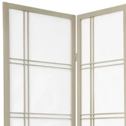 6 Ft. Tall Double Cross Shoji Screen - Special Edition - Gray (3 Panels)