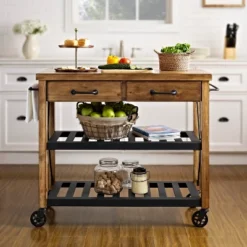 Roots Rack Industrial Kitchen Cart Wood/Natural - Crosley -Baxton Studio Shop GUEST b003eccd c2af 4eba bd6b 8650251eead7