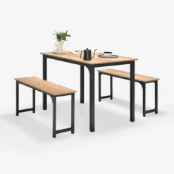 Costway Modern 3 PCS Dining Table Bench Set W/ Metal Frame & Wooden Tabletop 20 Costway Modern 3 PCS Dining Table Bench Set W/ Metal Frame & Wooden Tabletop -Baxton Studio Shop GUEST b045b5b9 5458 4a38 8d63 00a42b2f574f
