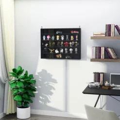 HOMCOM 5-storey Wall Shelf Display Cabinet, Shotglass Display Case W/2 Glass Doors And 4 Adjustable Shelves