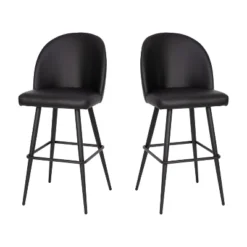 Merrick Lane Set Of 2 Modern Armless Barstools With Contoured Backs, Steel Frames, And Integrated Footrests -Baxton Studio Shop GUEST b1264c90 4f0e 45b1 8f39 85cf82c1fa90