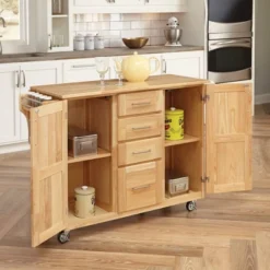 Breakfast Bar Kitchen Cart With Wood Top Natural - Home Styles
