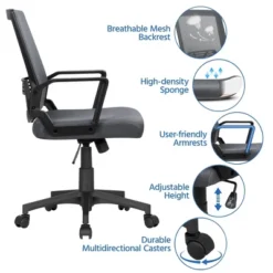 Yaheetech Adjustable Mid-Back Office Chair Computer Chair With Wheels -Baxton Studio Shop GUEST b1f69a16 4ad7 4fc8 a9f2 f0edb626ae92