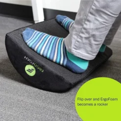 ErgoFoam Ergonomic Foot Rest Under Desk - Premium Velvet Soft Foam Footrest For Desk - Most Comfortable Desk Foot Rest In The World For Lumbar