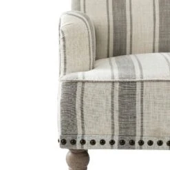 Venere Bedroom Wooden Upholstered Armchair With Nailhead Trim And Unique Stripe Design | ARTFUL LIVING DESIGN -Baxton Studio Shop GUEST b43c698a 9b70 4962 8839 9576af6e1ea8