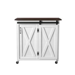 Lashire Barn Door Kitchen Cart Dark Brown/White - Aiden Lane 9 Lashire Barn Door Kitchen Cart Dark Brown/White - Aiden Lane -Baxton Studio Shop GUEST b441a2fe 19dd 405f a2be e828dff24ea1