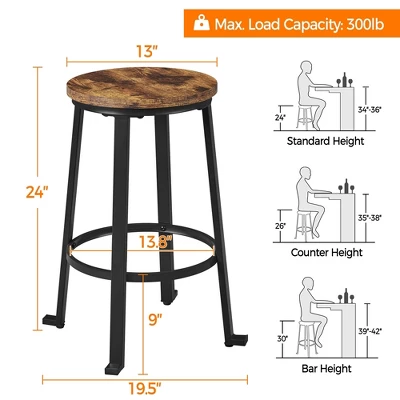 Yaheetech 24" H Counter Height Stools With Metal Frame Backless Barstools Set Of 2 2 Yaheetech 24" H Counter Height Stools With Metal Frame Backless Barstools Set Of 2 - Image 2