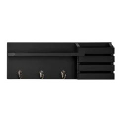 18" Utility Shelf With Pocket And Hanging Hooks Black - Danya B. 20 18" Utility Shelf With Pocket And Hanging Hooks Black - Danya B. -Baxton Studio Shop GUEST b61031ff 9862 4d31 9314 176a3a8988e5