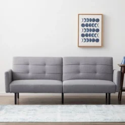 Comfort Collection Futon Sofa Bed With Buttonless Tufting - Lucid -Baxton Studio Shop GUEST b6d1bd91 cff0 45e2 8332 dd11b8051b3c