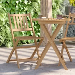 Flash Furniture Indoor/Outdoor Acacia Wood Folding Table And 2 Chair Bistro Set In Natural -Baxton Studio Shop GUEST b6e0a893 f45c 4c4a b468 a2d4126ce2a1