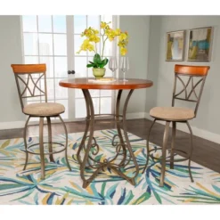 3pc Carter Swivel Dining Sets Metal/Tan/Cherry - Powell Company -Baxton Studio Shop GUEST b6f44b6b c040 4560 aaec f2ddc0ca5762