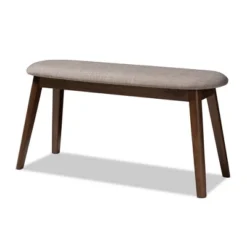 Baxton Studio Easton Mid Century Modern Walnut Finished Wood Fabric Upholstered Bench -Baxton Studio Shop GUEST b726eae5 eb2b 4595 849f 93f039b0a8f1