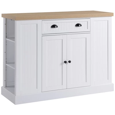 HOMCOM Fluted-Style Wooden Kitchen Island, Storage Cabinet W/ Drawer, Open Shelving, And Interior Shelving For Dining Room 6 HOMCOM Fluted-Style Wooden Kitchen Island, Storage Cabinet W/ Drawer, Open Shelving, And Interior Shelving For Dining Room - Image 6