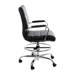 Flash Furniture Mid-Back LeatherSoft Drafting Chair With Adjustable Foot Ring And Chrome Base -Baxton Studio Shop GUEST b7661347 7882 4784 a0c7 f88b4c0a9ef8