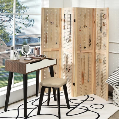 Costway 4-Panel Pegboard Display 5' Tall Folding Privacy Screen Craft Display 2 Costway 4-Panel Pegboard Display 5' Tall Folding Privacy Screen Craft Display - Image 2