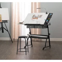 Core Drawing Table And Stool Set Charcoal Black/White - Studio Designs -Baxton Studio Shop GUEST b7cb4957 b13e 4711 95c8 33f24e926373