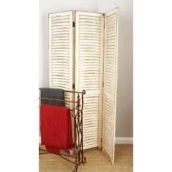 Farmhouse Wood Room Divider Screen Cream - Olivia & May