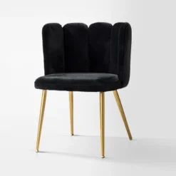 Barbara Contemparary Velvet Vanity Stool For Makeup Room, Moden Accent Side Chairs For Living Room With Shell Back And Golden Metal Legs | ARTFUL LIVING DESIGN -Baxton Studio Shop GUEST b8018eb1 7e28 4071 b774 f8fb2d47011b