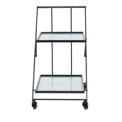 Industrial Metal Bar Cart Black - Olivia & May 6 Industrial Metal Bar Cart Black - Olivia & May - Image 6