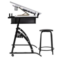 Core Drawing Table And Stool Set Charcoal Black/White - Studio Designs -Baxton Studio Shop GUEST b85e83d2 7983 46fd 8039 6183a9db5a6b