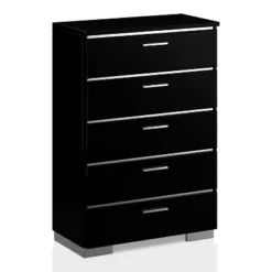 3pc Shorehaven Contemporary Nightstand And Chest California King Bedroom Set Black/Chrome - MiBasics -Baxton Studio Shop GUEST b90e47d7 d53d 4e82 8cf3 1605c33de7ec