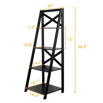 2 Pcs 4-Tier Ladder Shelf Bookshelf Bookcase Storage Display Leaning Home Office 1 2 Pcs 4-Tier Ladder Shelf Bookshelf Bookcase Storage Display Leaning Home Office