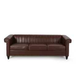 Drury Contemporary Channel Stitch 3 Seater Sofa With Nailhead Trim - Christopher Knight Home -Baxton Studio Shop GUEST b9b15af3 7b7d 4591 8dac 50efa9a28784