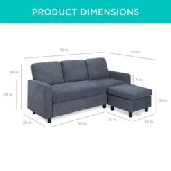 Best Choice Products Upholstered Sectional Sofa Couch W/ Chaise Lounge, 3-Seat Design, Ottoman Bench -Baxton Studio Shop GUEST ba08c72e db83 466e 9718 36b8e681ee3a