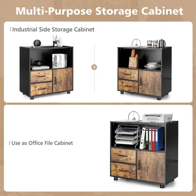 Tangkula 2-Door Kitchen Storage Bar Cabinet Buffet Sideboard W/ Wine Rack & Glass Holder 4 Tangkula 2-Door Kitchen Storage Bar Cabinet Buffet Sideboard W/ Wine Rack & Glass Holder - Image 4