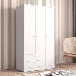 Denmark 3 Door And 2 Drawer Wardrobe White - Polifurniture 9 Denmark 3 Door And 2 Drawer Wardrobe White - Polifurniture -Baxton Studio Shop GUEST bacd73d8 9108 48a6 aa53 1d0b07827468