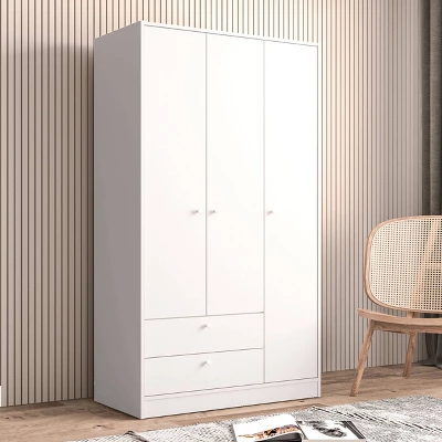Denmark 3 Door And 2 Drawer Wardrobe White - Polifurniture 5 Denmark 3 Door And 2 Drawer Wardrobe White - Polifurniture - Image 5