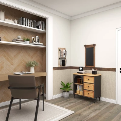 Farmhouse Wood Cabinet Black - Olivia & May 12 Farmhouse Wood Cabinet Black - Olivia & May - Image 12