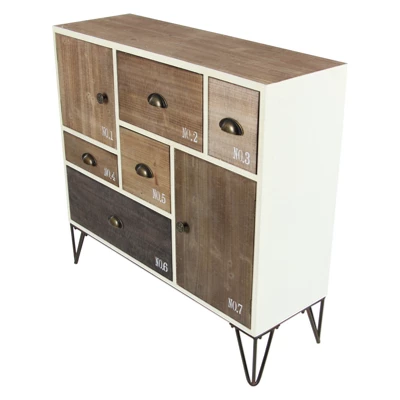 Wood And Metal 7 Drawer Buffet White/Black - Olivia & May 2 Wood And Metal 7 Drawer Buffet White/Black - Olivia & May - Image 2
