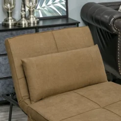 HOMCOM 4-in-1 Multi Function Folding Single Sofa Bed With Retractable Footrest, Convertible Sleeper With Adjustable Backrest, Brown -Baxton Studio Shop GUEST bb378ed1 22f9 47e4 9568 5c4ea704345a