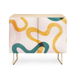 ThirtyOne Illustrations Streamers Gold Legged Credenza - Deny Designs -Baxton Studio Shop GUEST bb5246f5 dad8 4eaf 82b5 78c9d5f82889
