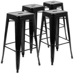 Flash Furniture 30" High Metal Indoor Bar Stool - Stackable Set Of 4 -Baxton Studio Shop GUEST bc27e7ce ef71 46e6 a89e 4e8ca59f4df0