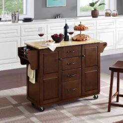 Eleanor Wood Top Kitchen Cart Mahogany/Natural - Crosley -Baxton Studio Shop GUEST bc293b4c a4ab 4aad 8ee2 25652645e709