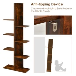 Tangkula Modern Multi-Layer Bookshelf Floor Standing Bookcase W/Anti-fall Device Storage Rack For Home Office Rustic -Baxton Studio Shop GUEST bc410299 d20b 45f9 83c0 c4fcd88a40e7