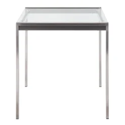 32" Fuji Square Dining Table Glass/Steel Clear - LumiSource