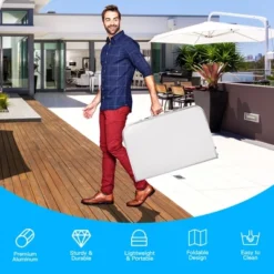 Costway Patio Folding Camping Table Aluminum Adjustable Portable Outdoor Indoor -Baxton Studio Shop GUEST bd11d084 a384 42e2 bf17 bc0ff165fa55