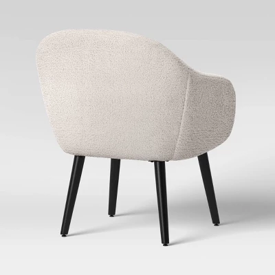 Harwell Modern Arm Barrel Chair With Wooden Legs Faux Shearling Cream - Project 62™ 3 Harwell Modern Arm Barrel Chair With Wooden Legs Faux Shearling Cream - Project 62™ - Image 3